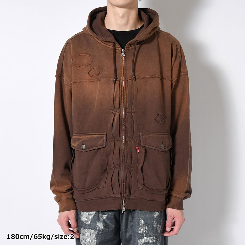 FADE DAMAGE ZIP HOODIE -3.COLOR-