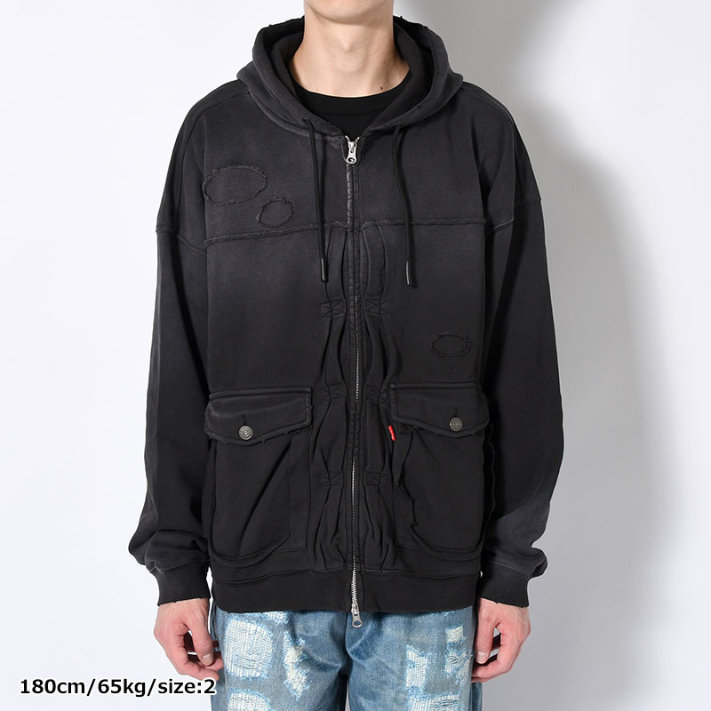 FADE DAMAGE ZIP HOODIE -3.COLOR-