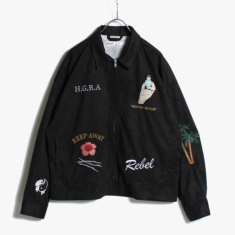 EMBROIDERY SUEDE TOUCH JACKET -3.COLOR-(BLACK)
