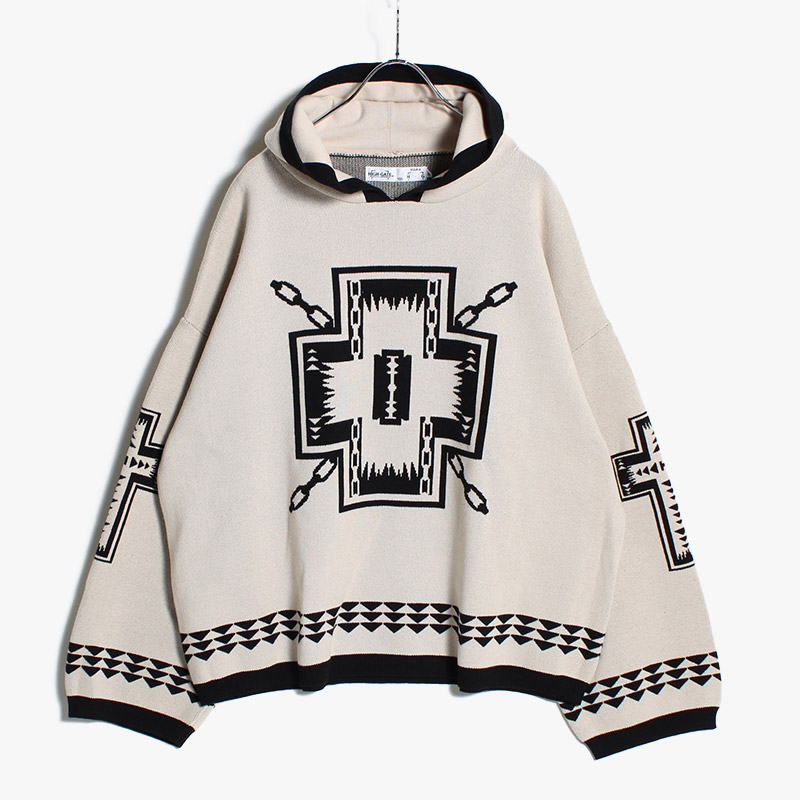 NATIVE JACQUARD HOODIE -3.COLOR-(OFF WHITE)
