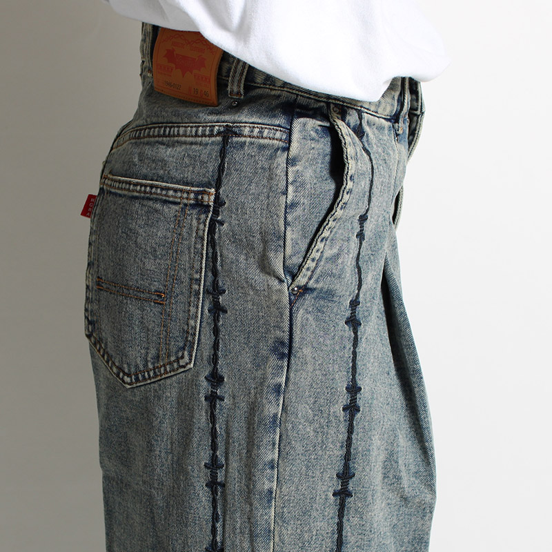 BARBED WIRE WIDE FLARE DENIM PANTS -3.COLOR-
