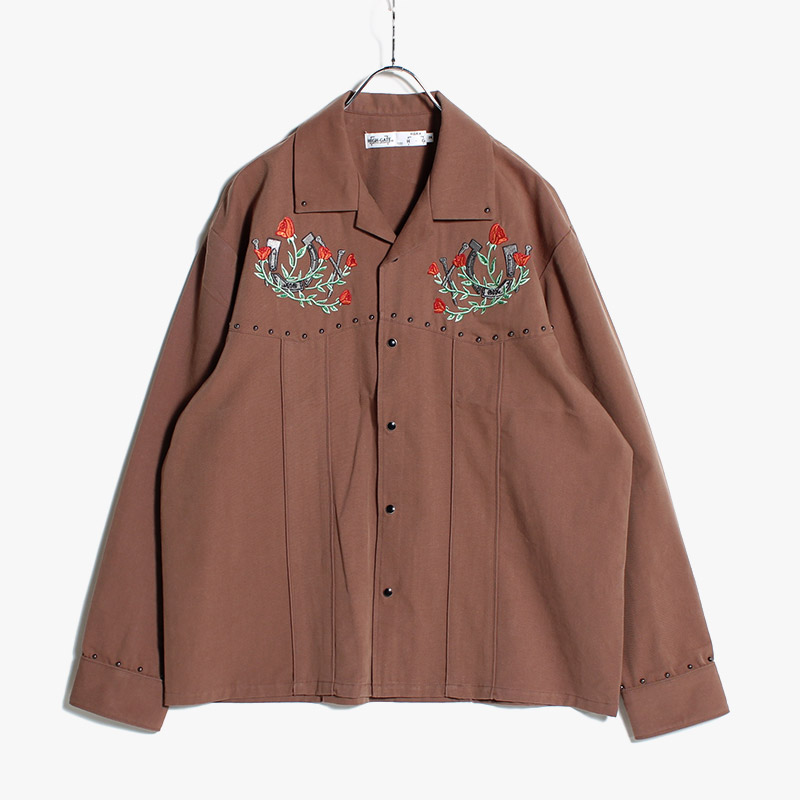 STUDS WESTERN SHIRT -3.COLOR-(BROWN)