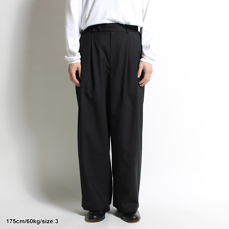 TROPICAL CLOTH WIDE PANTS -BLACK-