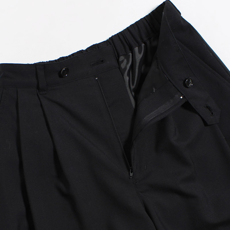 TROPICAL CLOTH WIDE PANTS -BLACK-