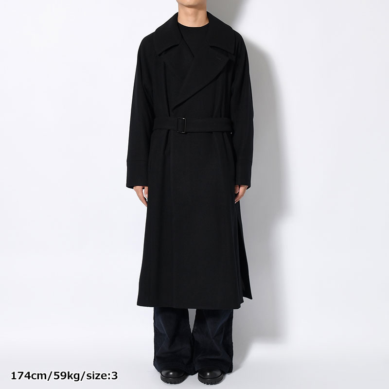 BELTED OVER COAT -BLACK-