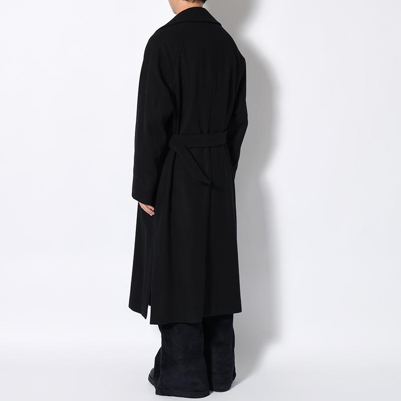 BELTED OVER COAT -BLACK-