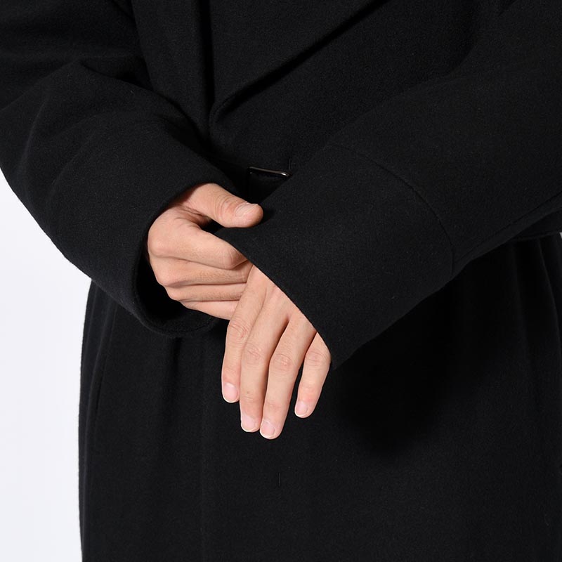 BELTED OVER COAT -BLACK-