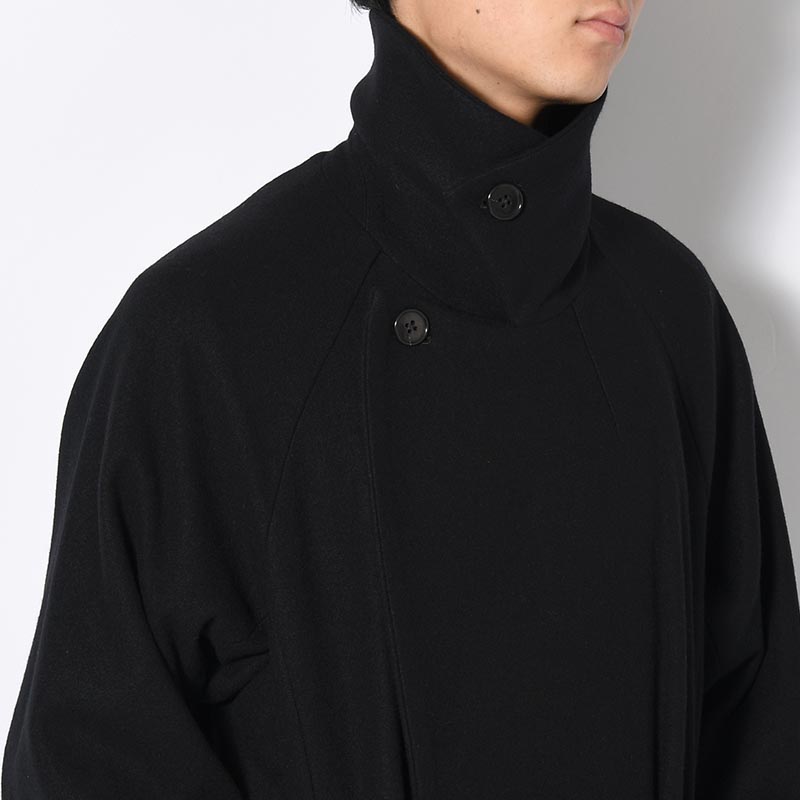 BELTED OVER COAT -BLACK-