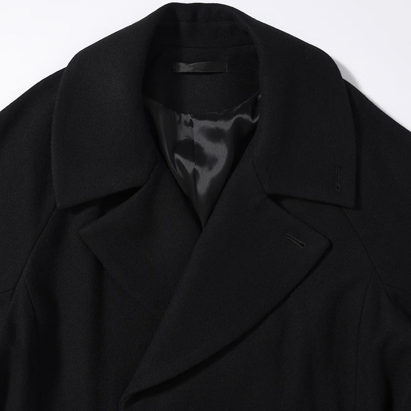 BELTED OVER COAT -BLACK-