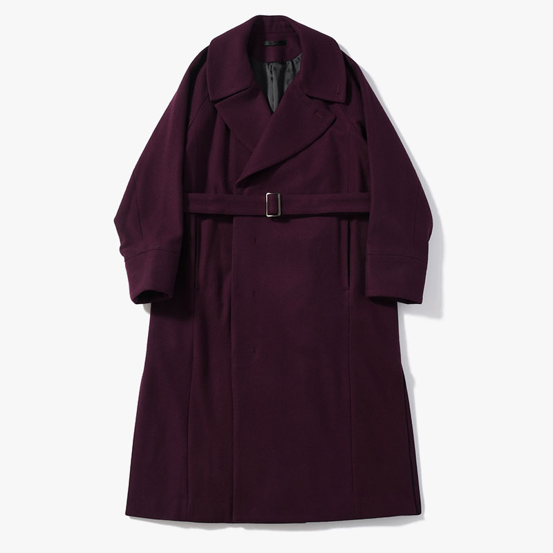 BELTED OVER COAT -PURPLE-