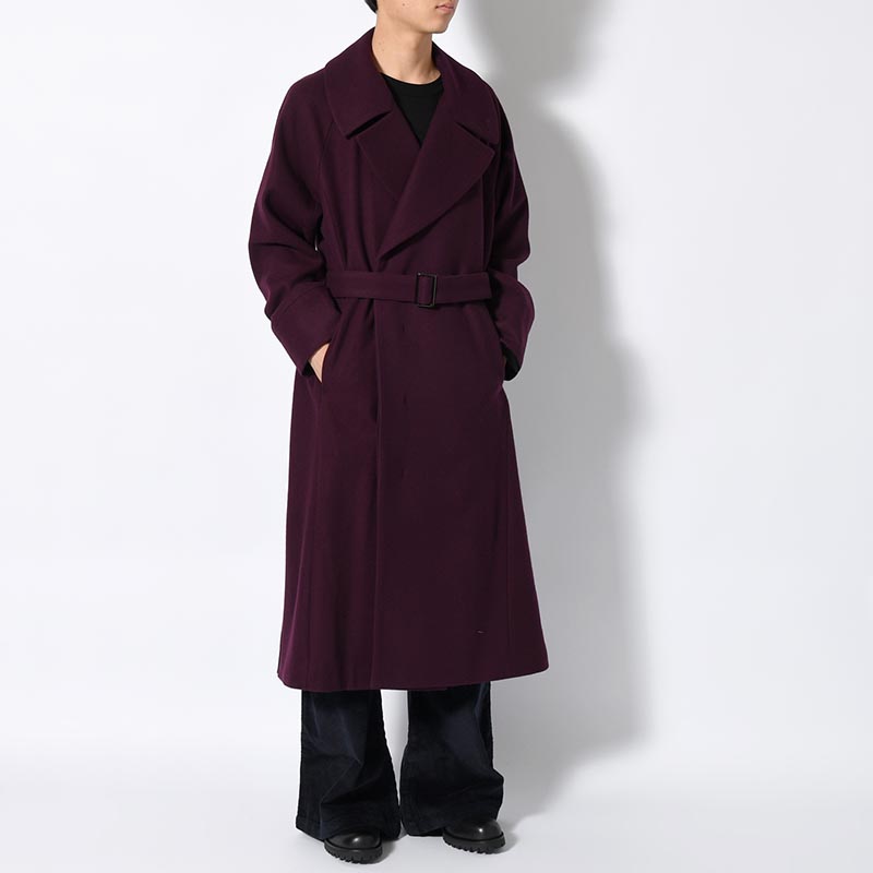 BELTED OVER COAT -PURPLE-