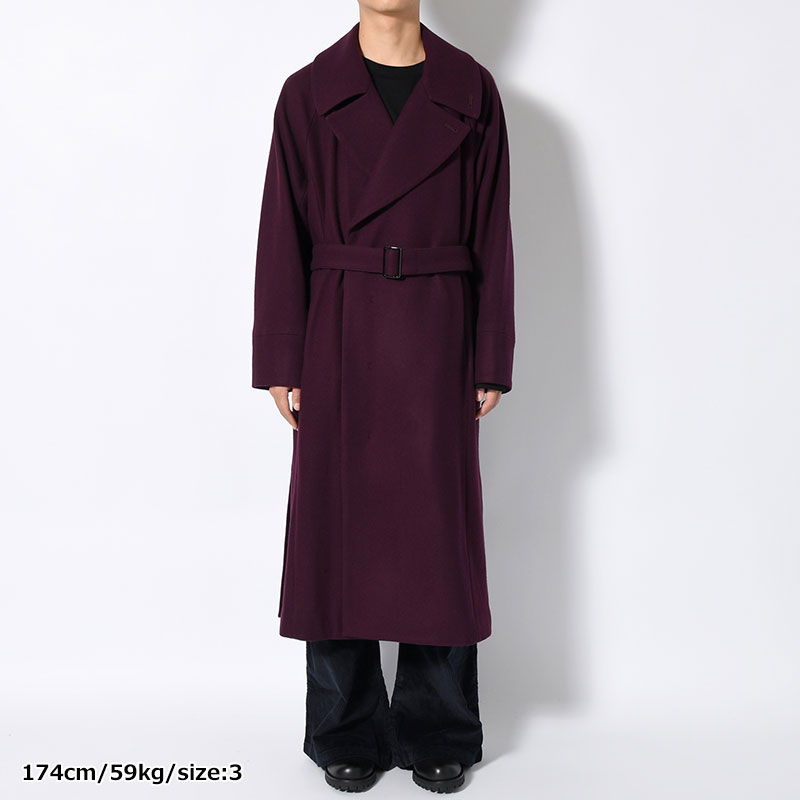 BELTED OVER COAT -PURPLE-