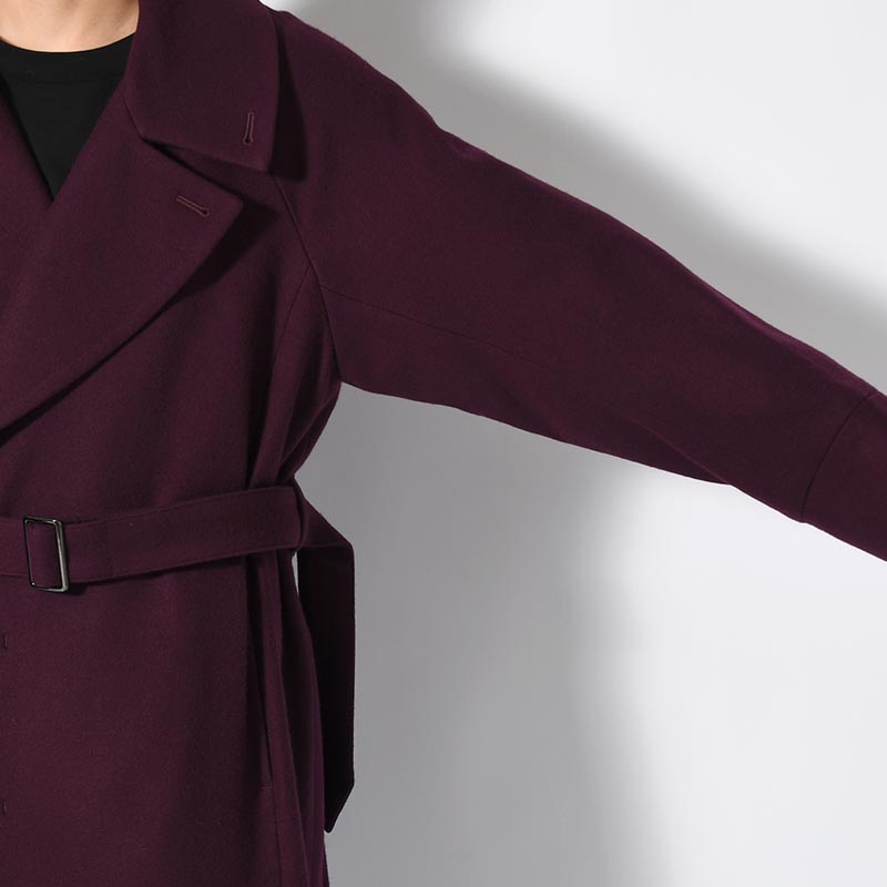 BELTED OVER COAT -PURPLE-