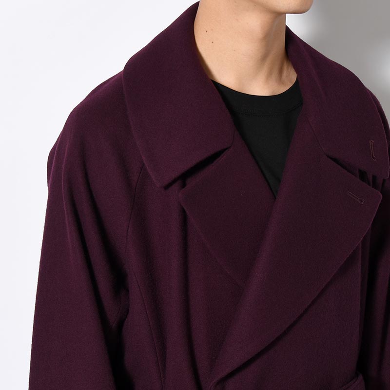 BELTED OVER COAT -PURPLE-