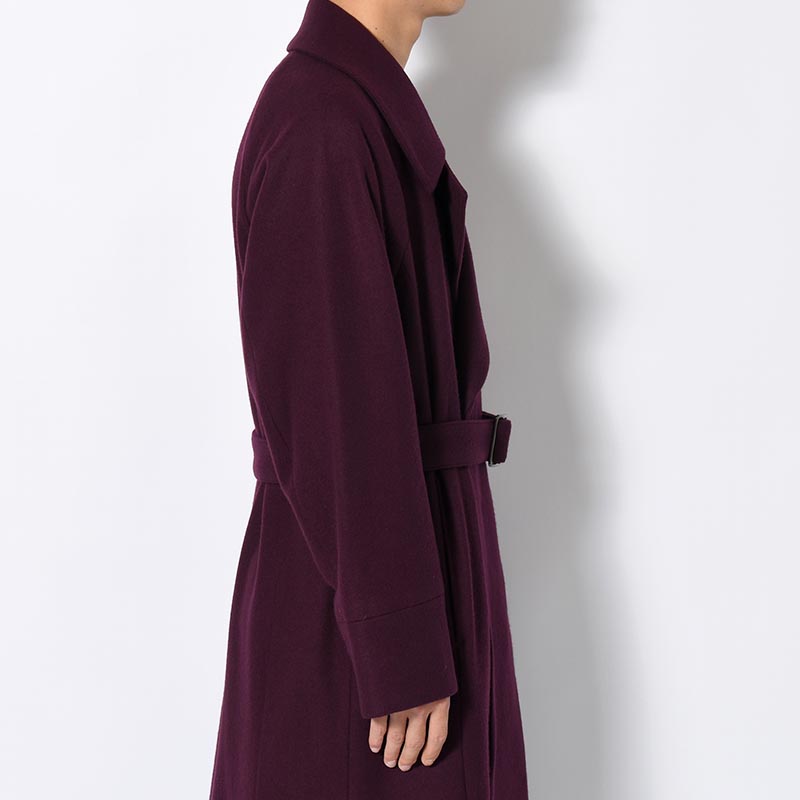 BELTED OVER COAT -PURPLE-