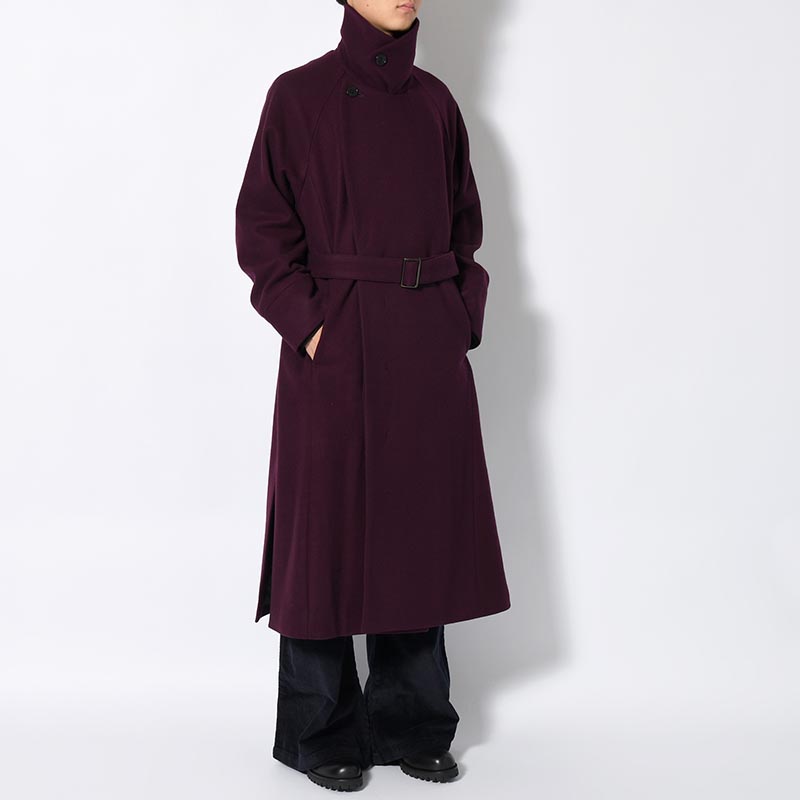 BELTED OVER COAT -PURPLE-