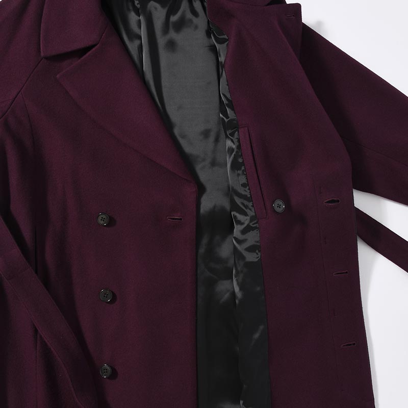 BELTED OVER COAT -PURPLE-