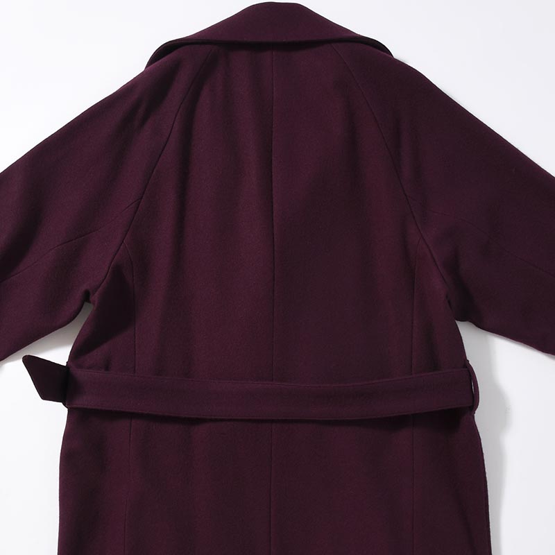 BELTED OVER COAT -PURPLE-