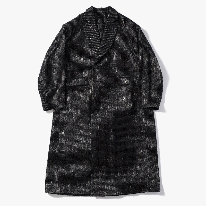 LOOP TWEED EXTREME OVER COAT -BLACK-