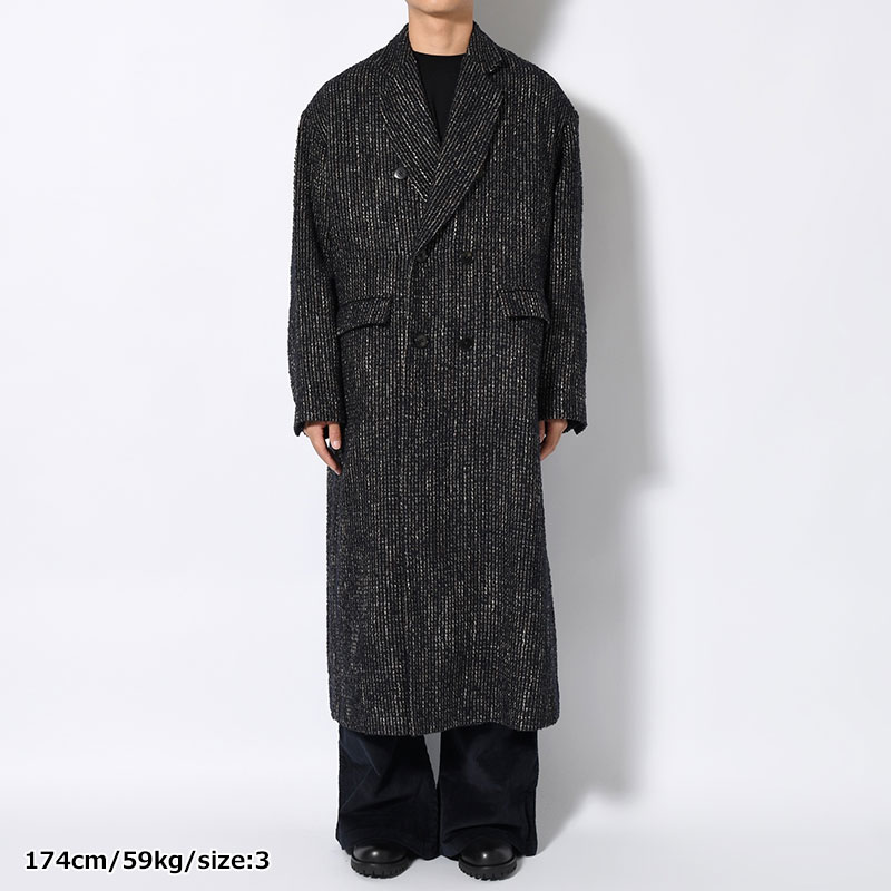 LOOP TWEED EXTREME OVER COAT -BLACK-