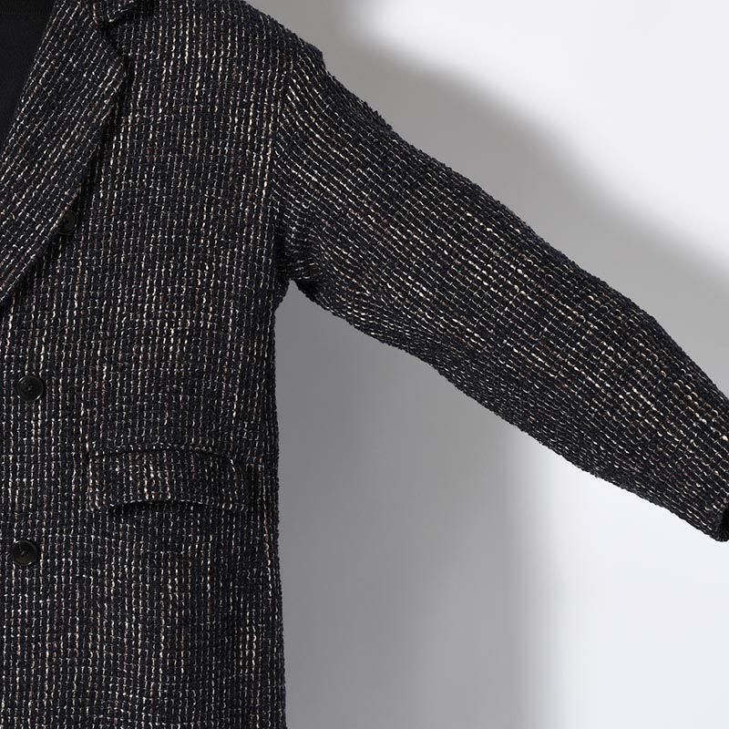 LOOP TWEED EXTREME OVER COAT -BLACK-