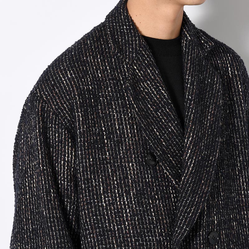 LOOP TWEED EXTREME OVER COAT -BLACK-