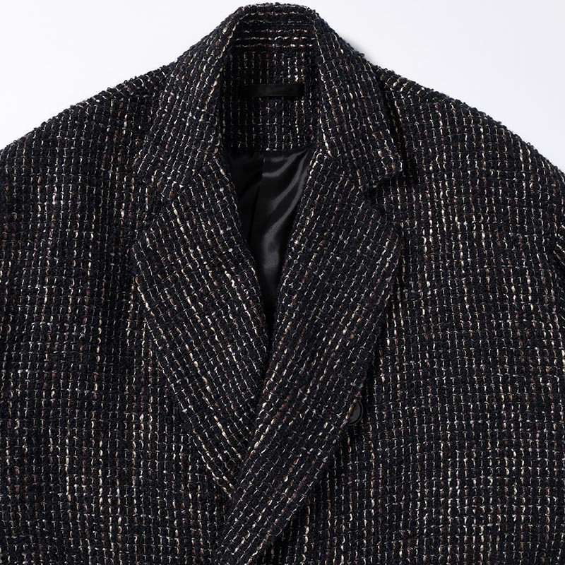 LOOP TWEED EXTREME OVER COAT -BLACK-