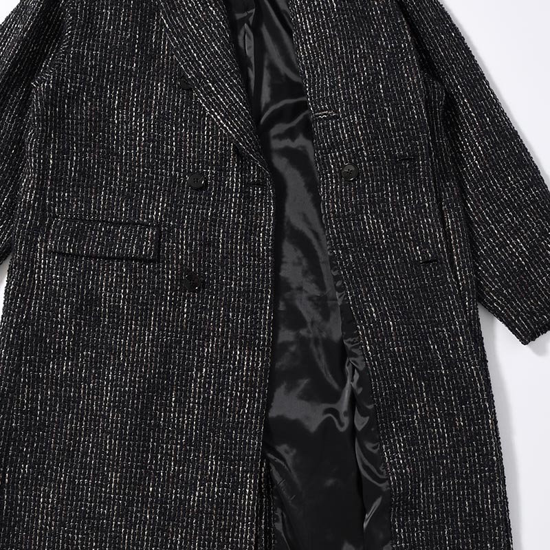 LOOP TWEED EXTREME OVER COAT -BLACK-