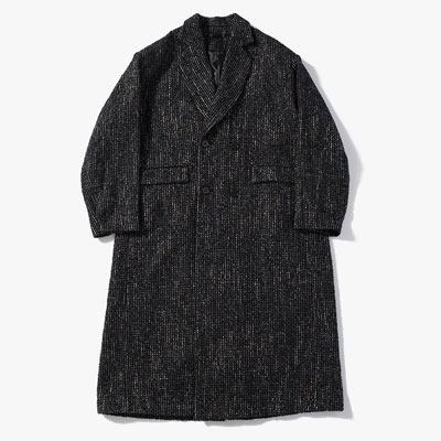 LOOP TWEED EXTREME OVER COAT -BLACK-