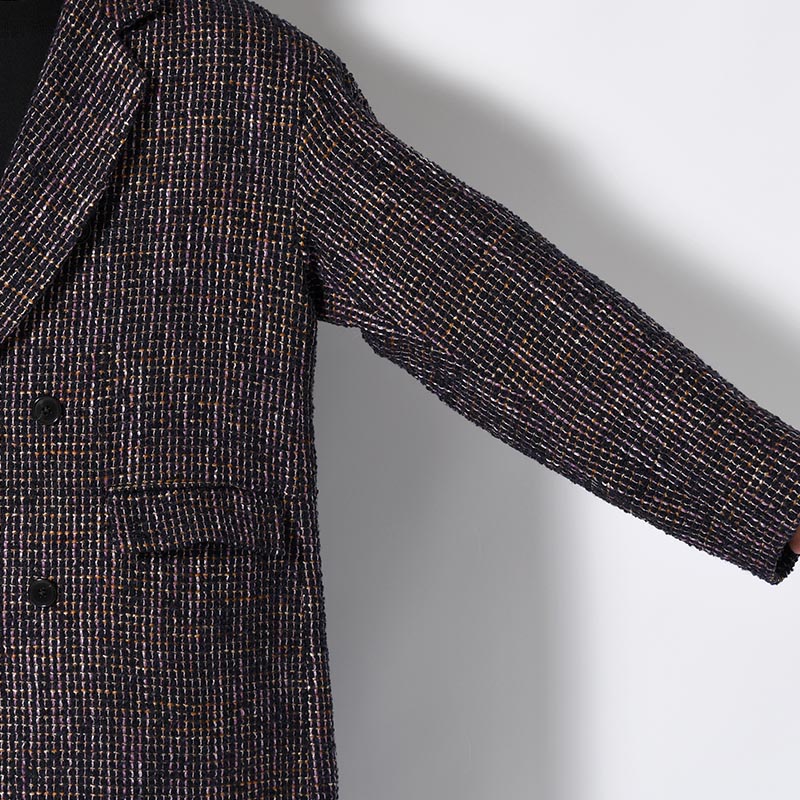 LOOP TWEED EXTREME OVER COAT -PURPLE-