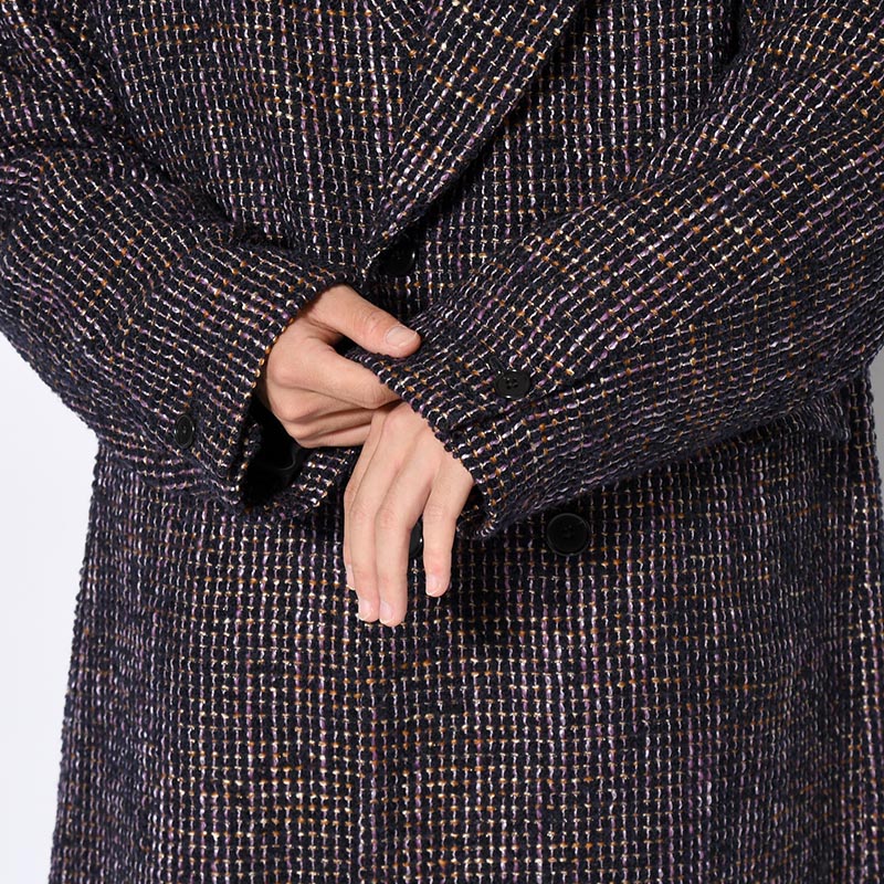 LOOP TWEED EXTREME OVER COAT -PURPLE-