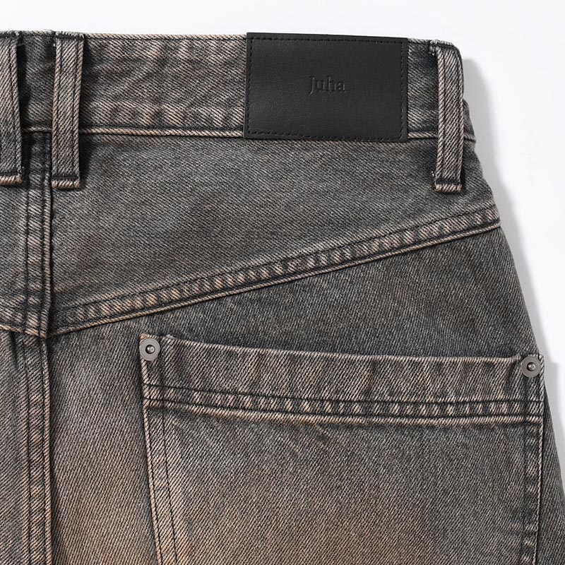 RUST BAGGY DENIM PANTS -BLACK-