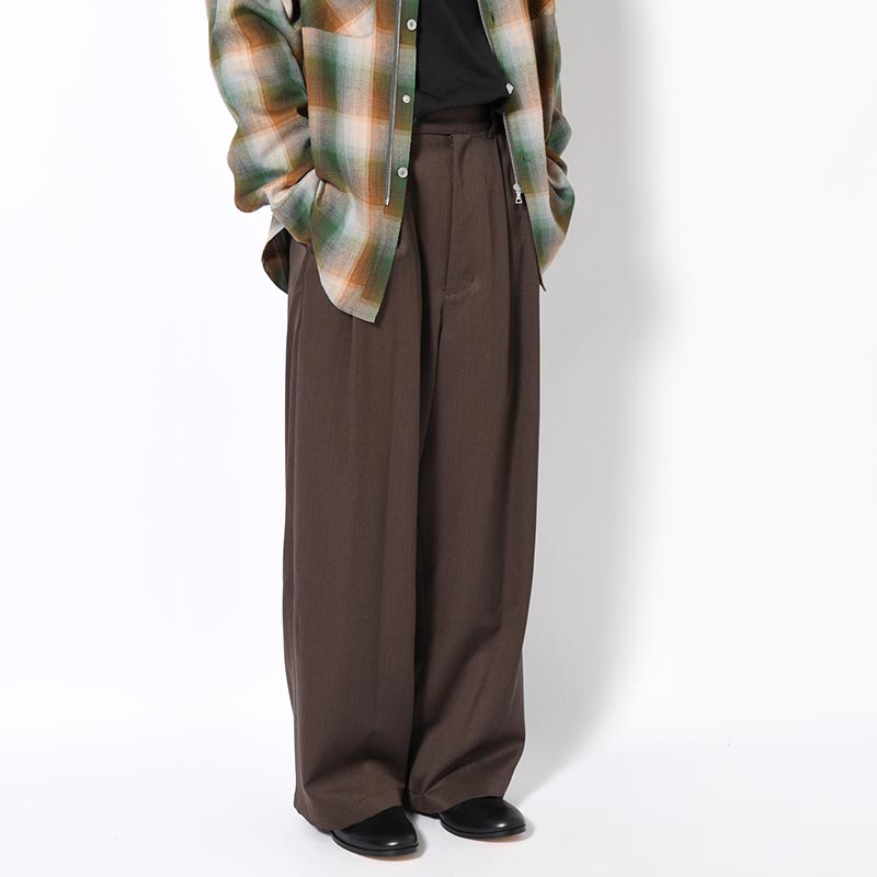 2TUCK WIDE EASY PANTS -BROWN-