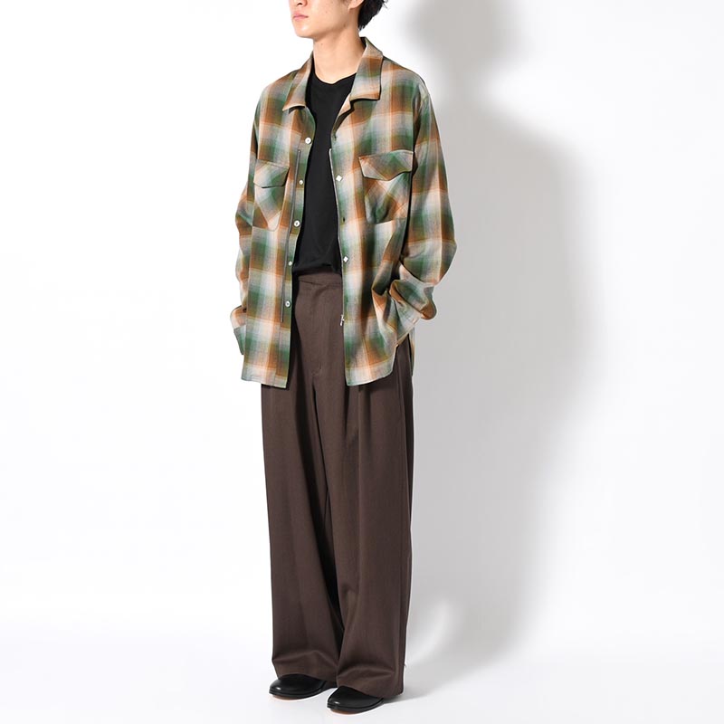 2TUCK WIDE EASY PANTS -BROWN-