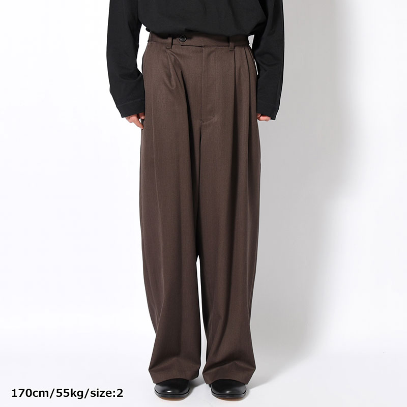 2TUCK WIDE EASY PANTS -BROWN-