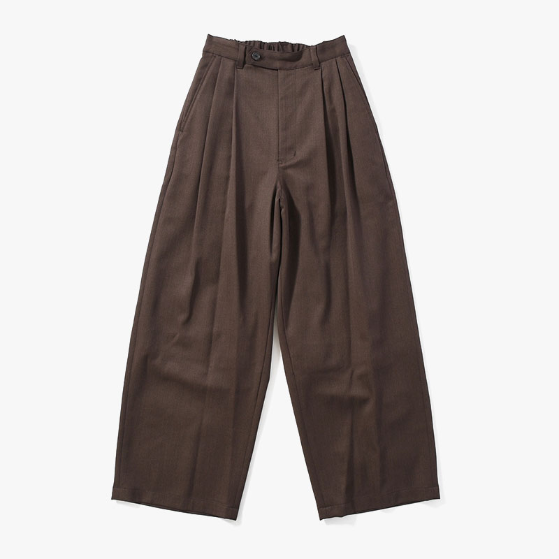 2TUCK WIDE EASY PANTS -BROWN-