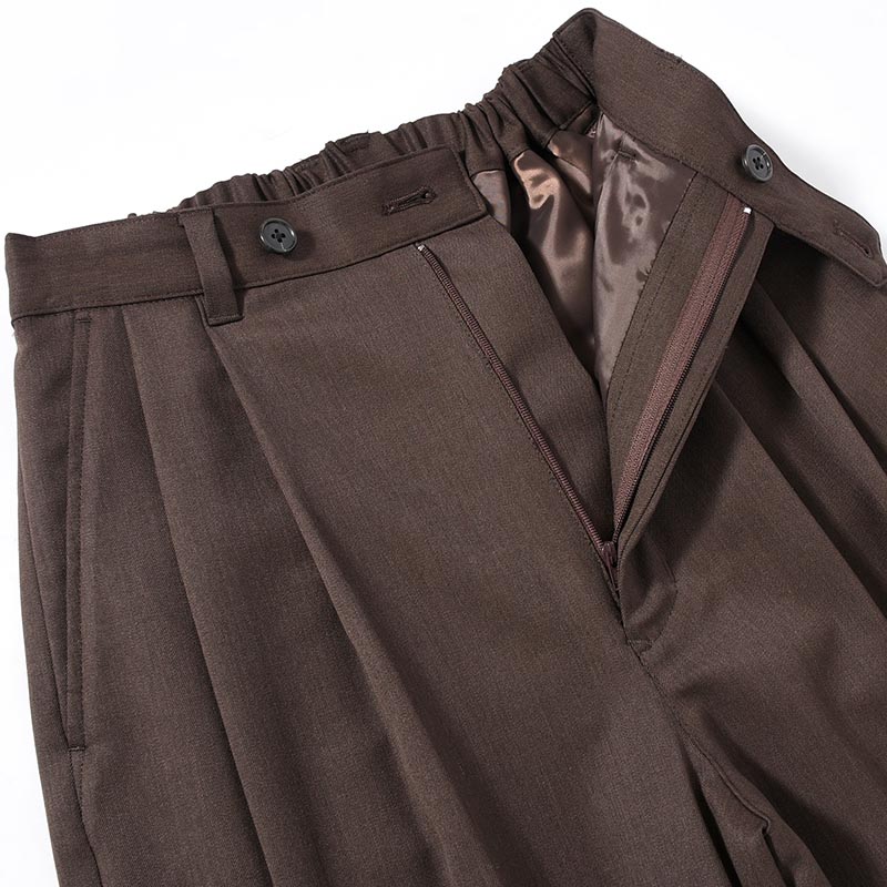 2TUCK WIDE EASY PANTS -BROWN-