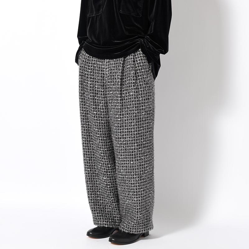 SILVER TWEED WIDE EASY PANTS -SILVER-