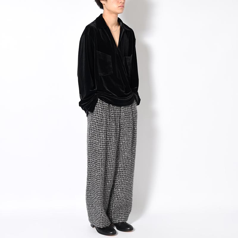 SILVER TWEED WIDE EASY PANTS -SILVER-