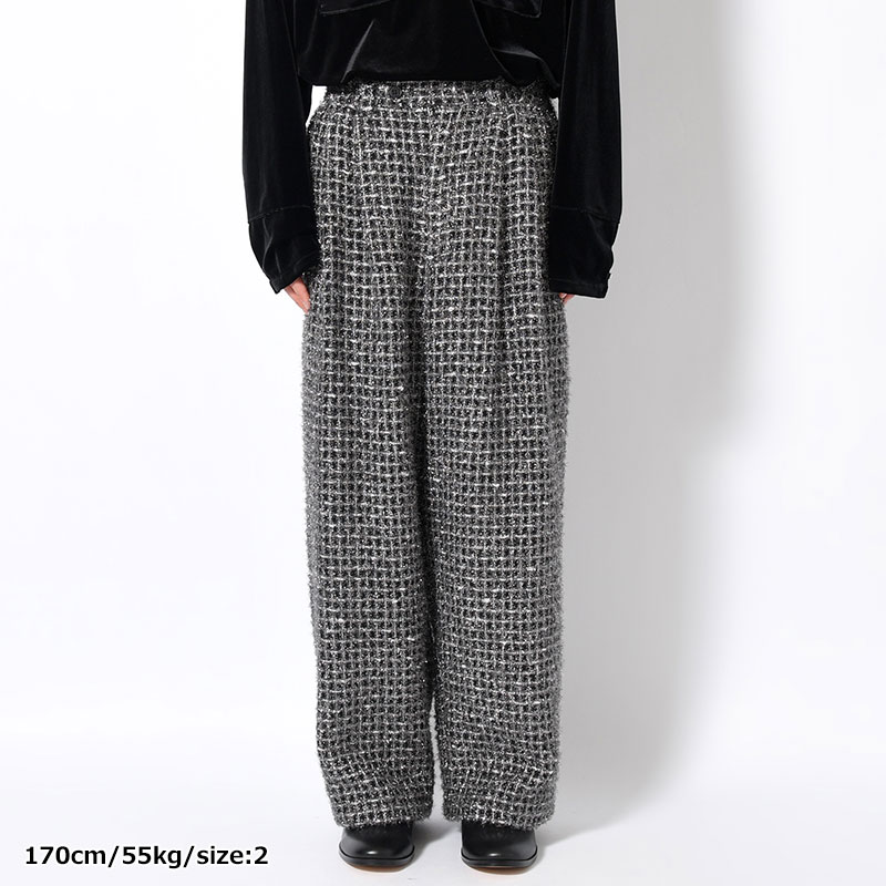 SILVER TWEED WIDE EASY PANTS -SILVER-