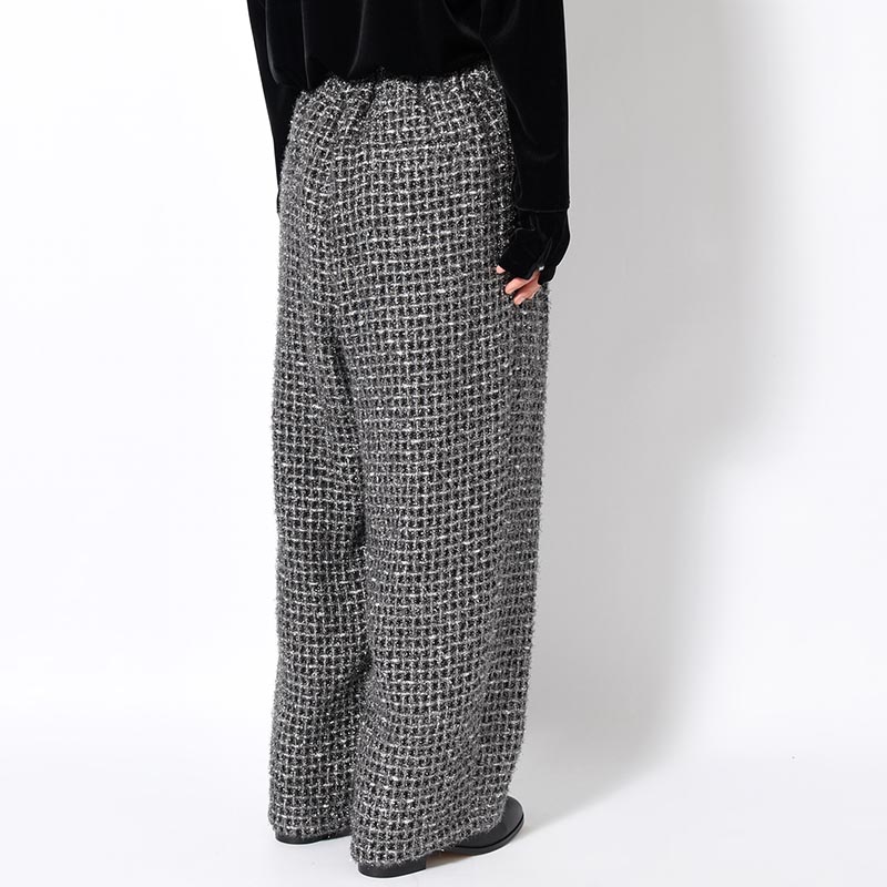 SILVER TWEED WIDE EASY PANTS -SILVER-