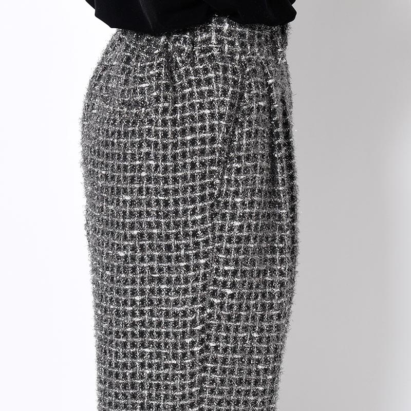 SILVER TWEED WIDE EASY PANTS -SILVER-