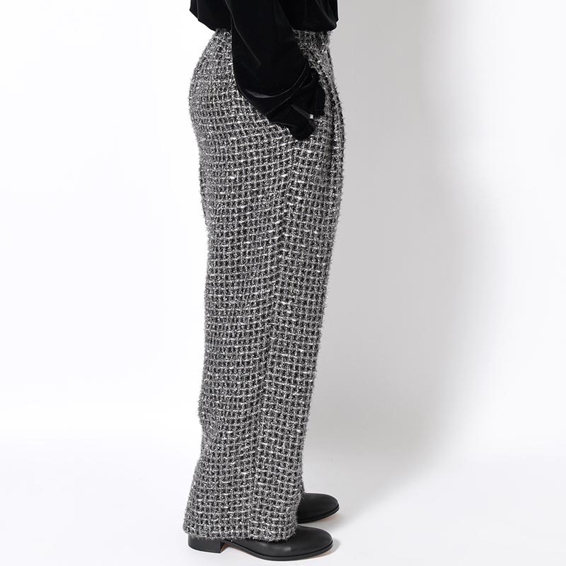 SILVER TWEED WIDE EASY PANTS -SILVER-