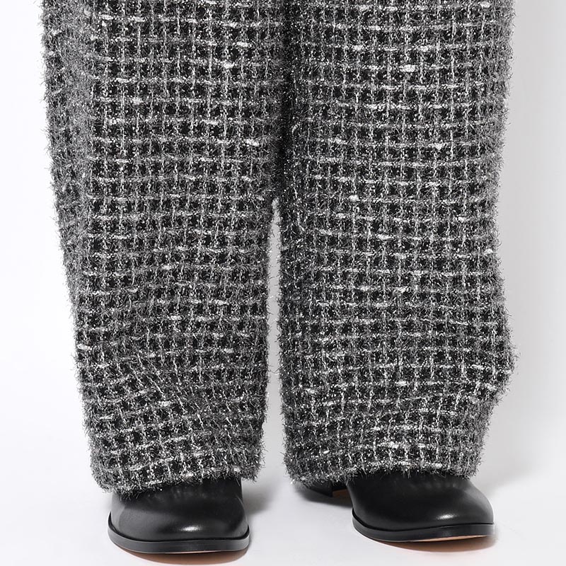 SILVER TWEED WIDE EASY PANTS -SILVER-