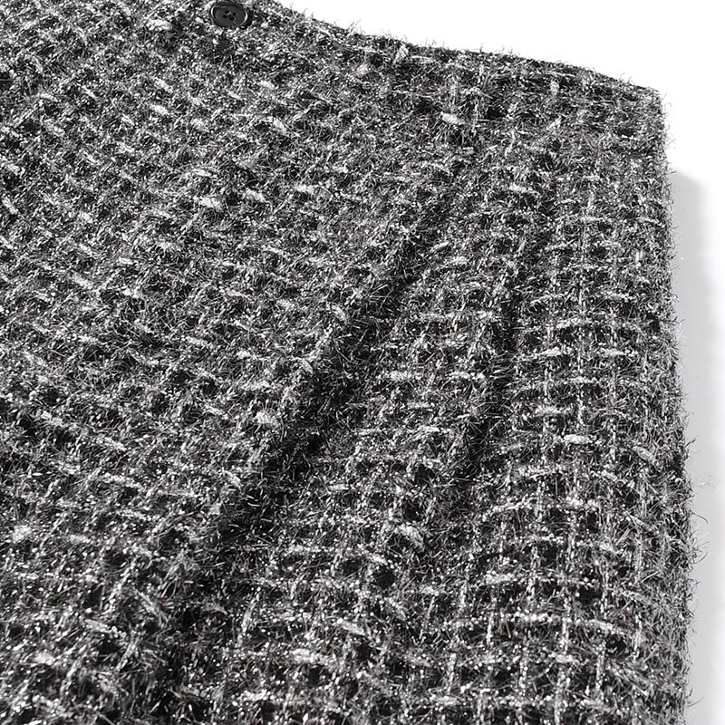 SILVER TWEED WIDE EASY PANTS -SILVER-