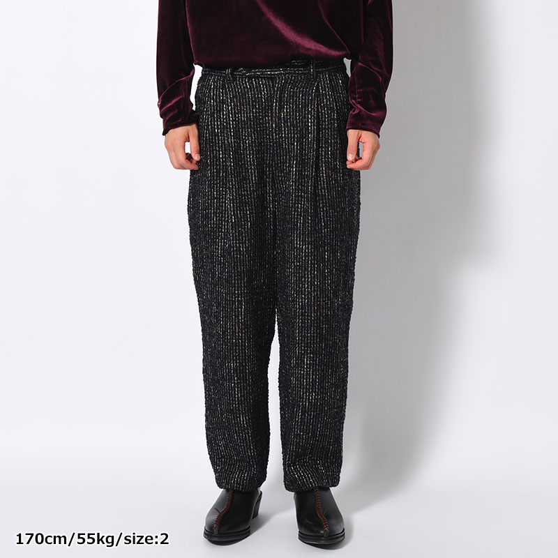 LOOP TWEED TAPERED PANTS -BLACK-