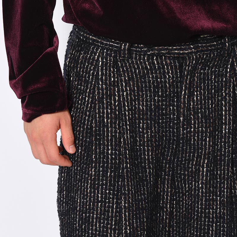 LOOP TWEED TAPERED PANTS -BLACK-