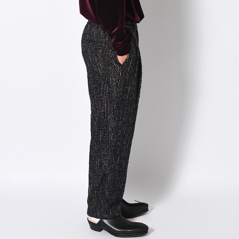 LOOP TWEED TAPERED PANTS -BLACK-