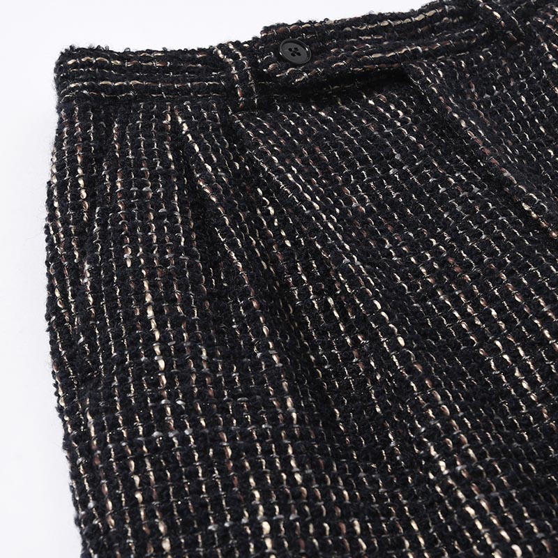 LOOP TWEED TAPERED PANTS -BLACK-