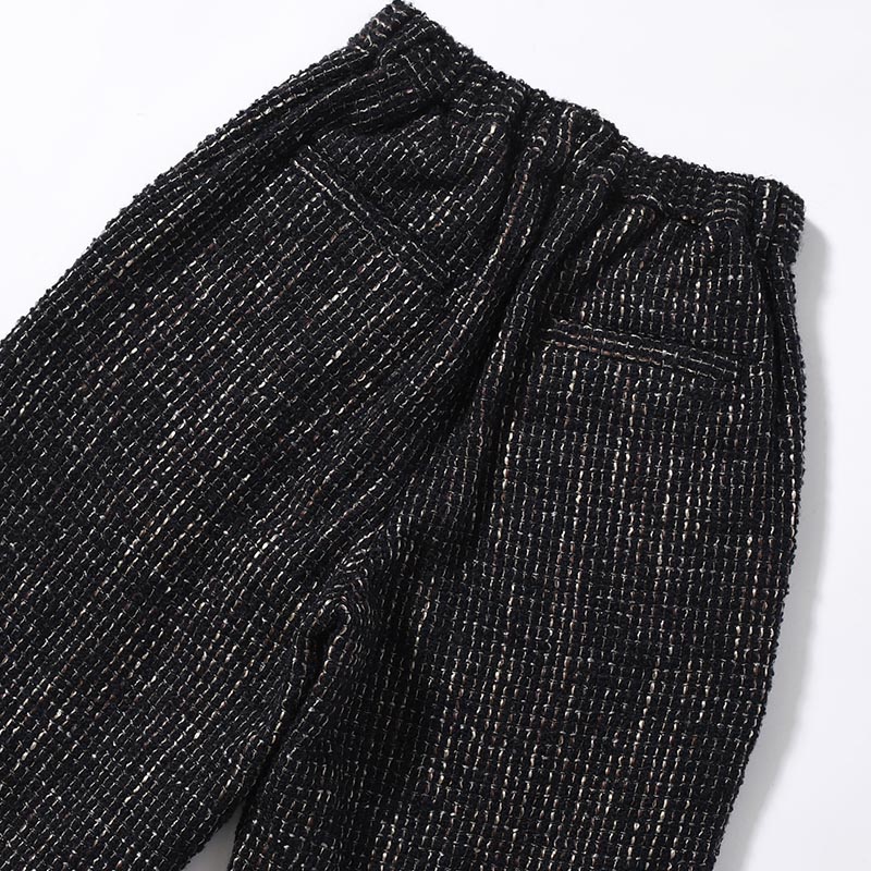 LOOP TWEED TAPERED PANTS -BLACK-